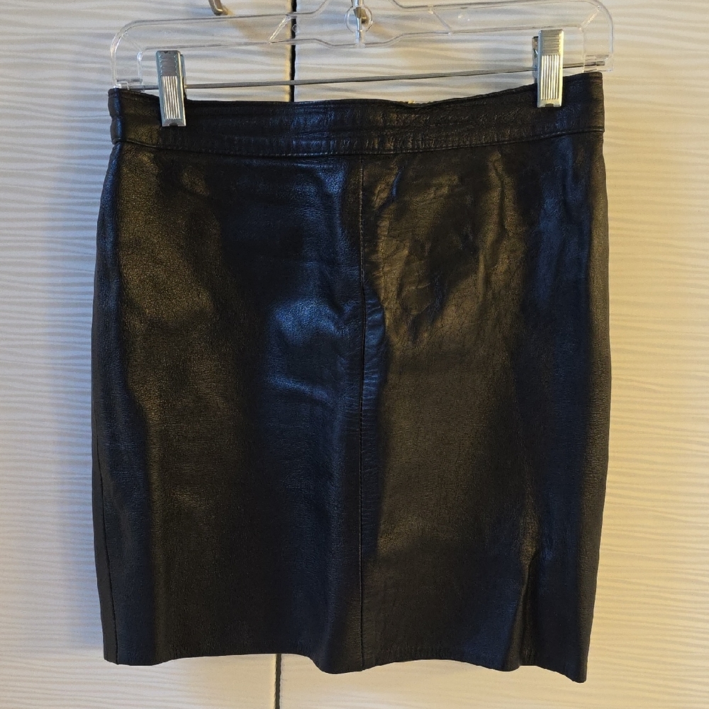 Vintage Italian Leather Black Mini Pencil Skirt